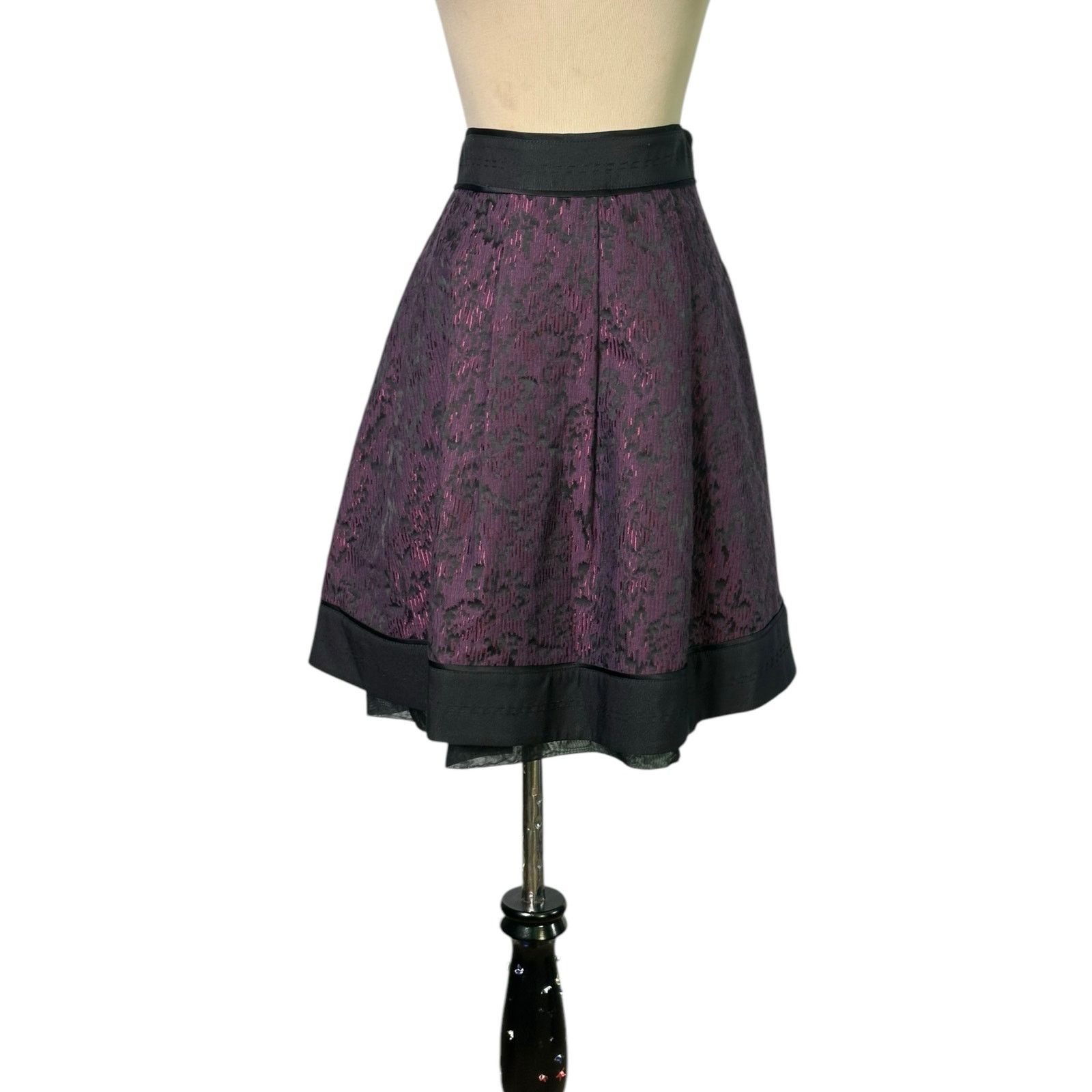 Diane von Furstenberg Diane Von Furstenberg black purple pleated mini skirt size 6 Size 28" / US 6 / IT 42 - 19 Thumbnail
