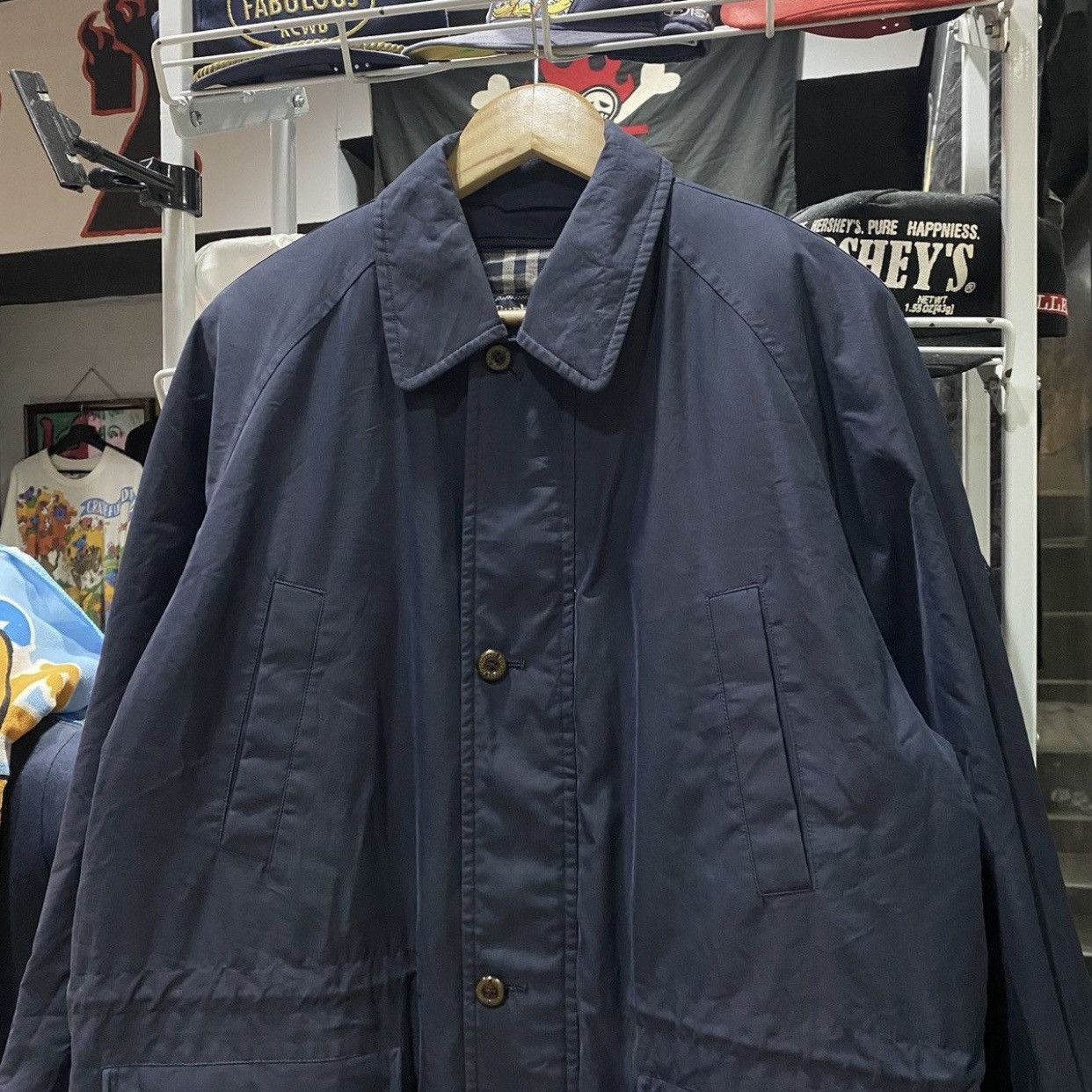 Burberry Vintage Burberrys Navy Nova Check Lining Field Coat Jacket Size US M / EU 48-50 / 2 - 4 Thumbnail