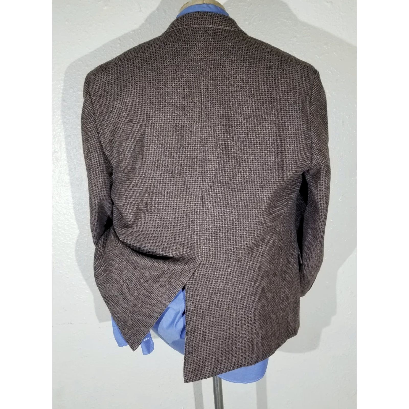 Vintage Holland & Sherry Bespoke Brown Orange Tweed Sport Coat Blazer 42R Wool Wool 100% Wool Notch Lapel Single-Breasted Two-Button Size 42R - 3 Thumbnail
