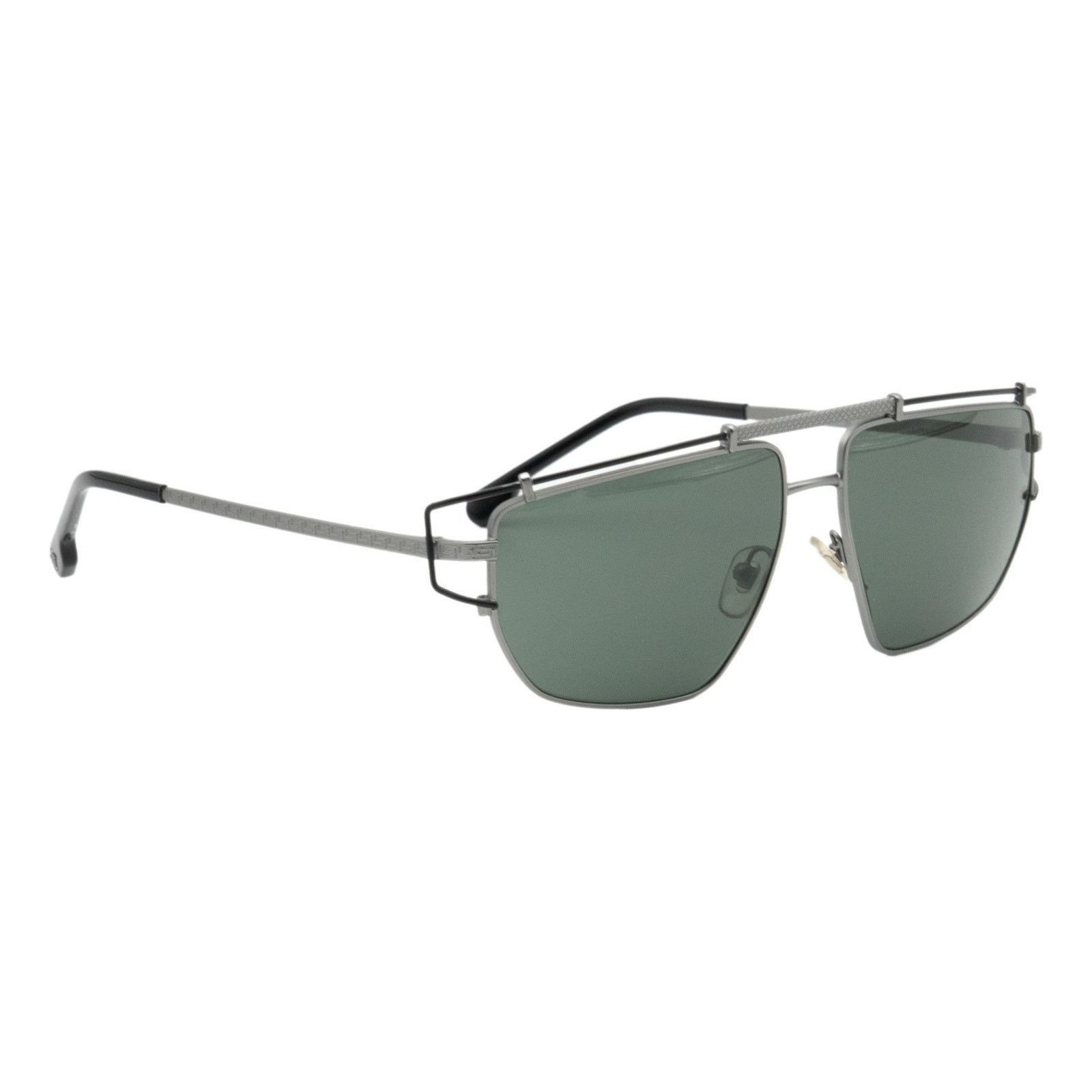 Versace Versace Monogram Greca Logo Gunmetal Aviator Sunglasses Size ONE SIZE - 1 Thumbnail
