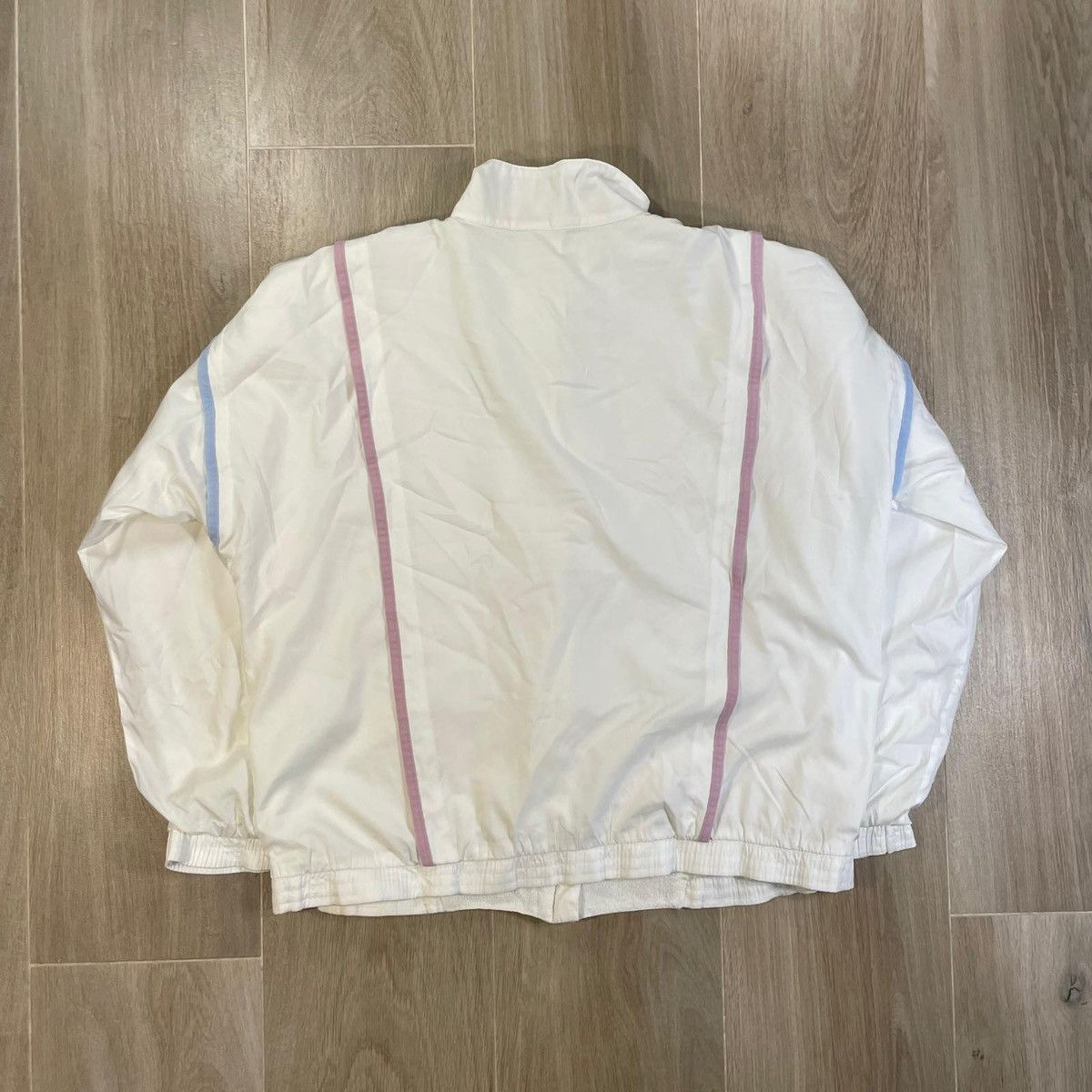Adidas White Adidas windbreaker with pink and blue stripes 90s retr Size US L / EU 52-54 / 3 - 2 Thumbnail