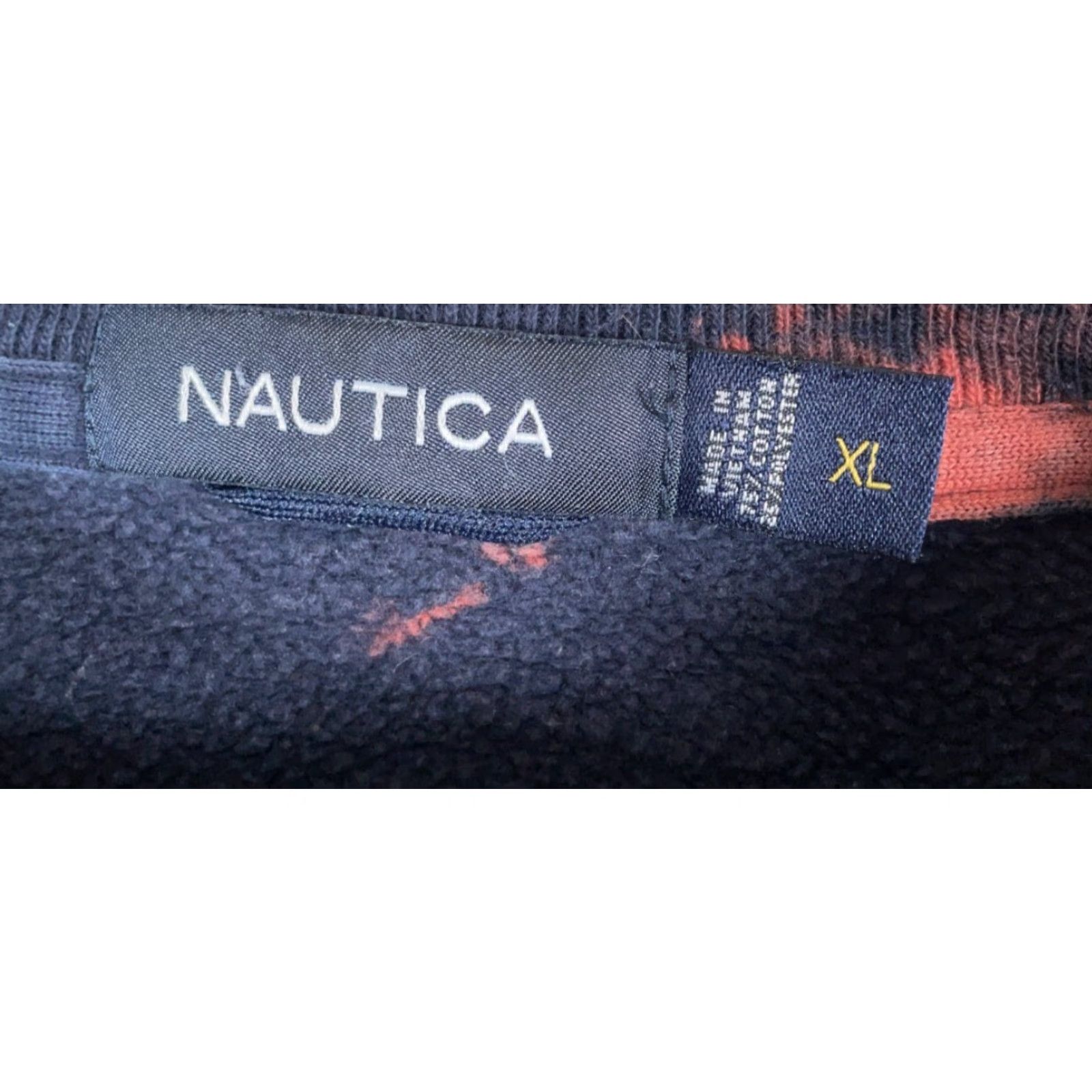 Nautica Nautica Sweatshirt Men's XL Dark Blue Orange Bleach Tie Dye Spell Out Crewneck Vintage Graphic Print Pullover Hoodie? Size US XL / EU 56 / 4 - 3 Thumbnail