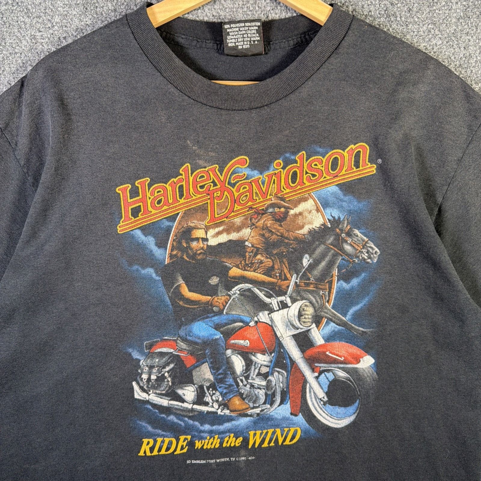 Harley Davidson Vintage Harley Davidson Shirt XL Black 90s 3D Emblem Ride Size US XL / EU 56 / 4 - 1 Thumbnail