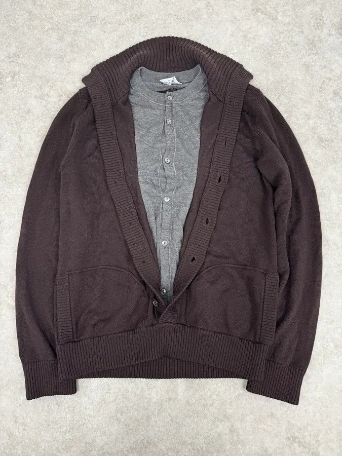 Dolce & Gabbana AW2005 Dolce & Gabbana Brown & Grey Layered Double Cardigan Sweater Size US L / EU 52-54 / 3 - 2 Thumbnail