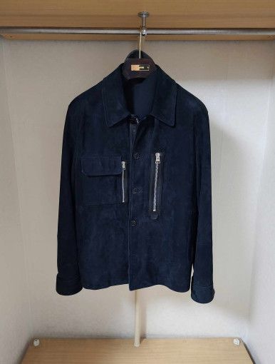 o1sm1stk0824 Cashmere Suede Leather Trim Field Jacket