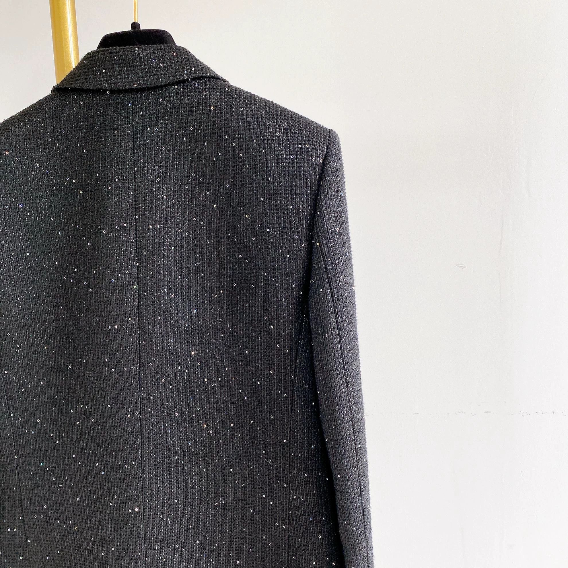 Saint Laurent Paris Saint Laurent black sequin blazer F36 Size XS / US 0-2 / IT 36-38 - 5 Thumbnail