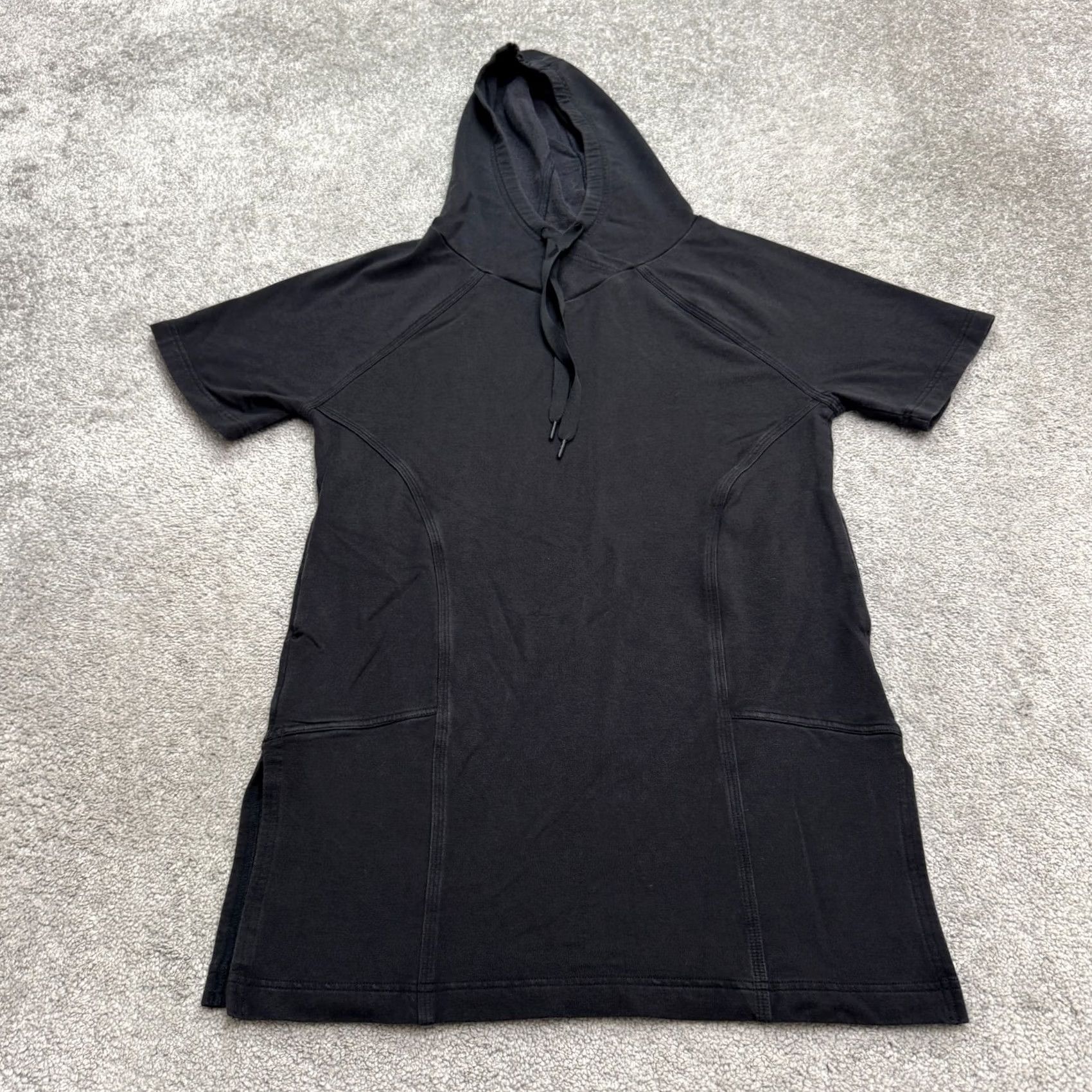 Athleta Athleta Cabana Tunic Hoodie Shift Dress Womens XXS Black Short Sleeve Casual Shirt/Shift Dress Womens XS? Size XXS / US 00 / IT 34 - 2 Thumbnail