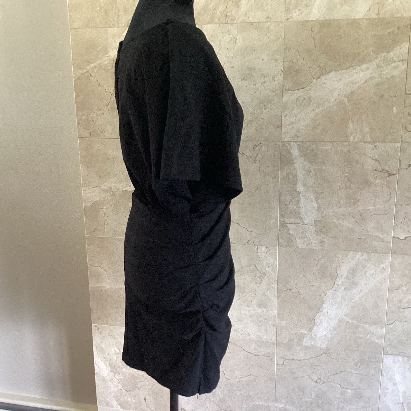 Free People Free People Black Body Con Wrap Mini Dress, Med Draped Party Size M / US 6-8 / IT 42-44 - 4 Thumbnail