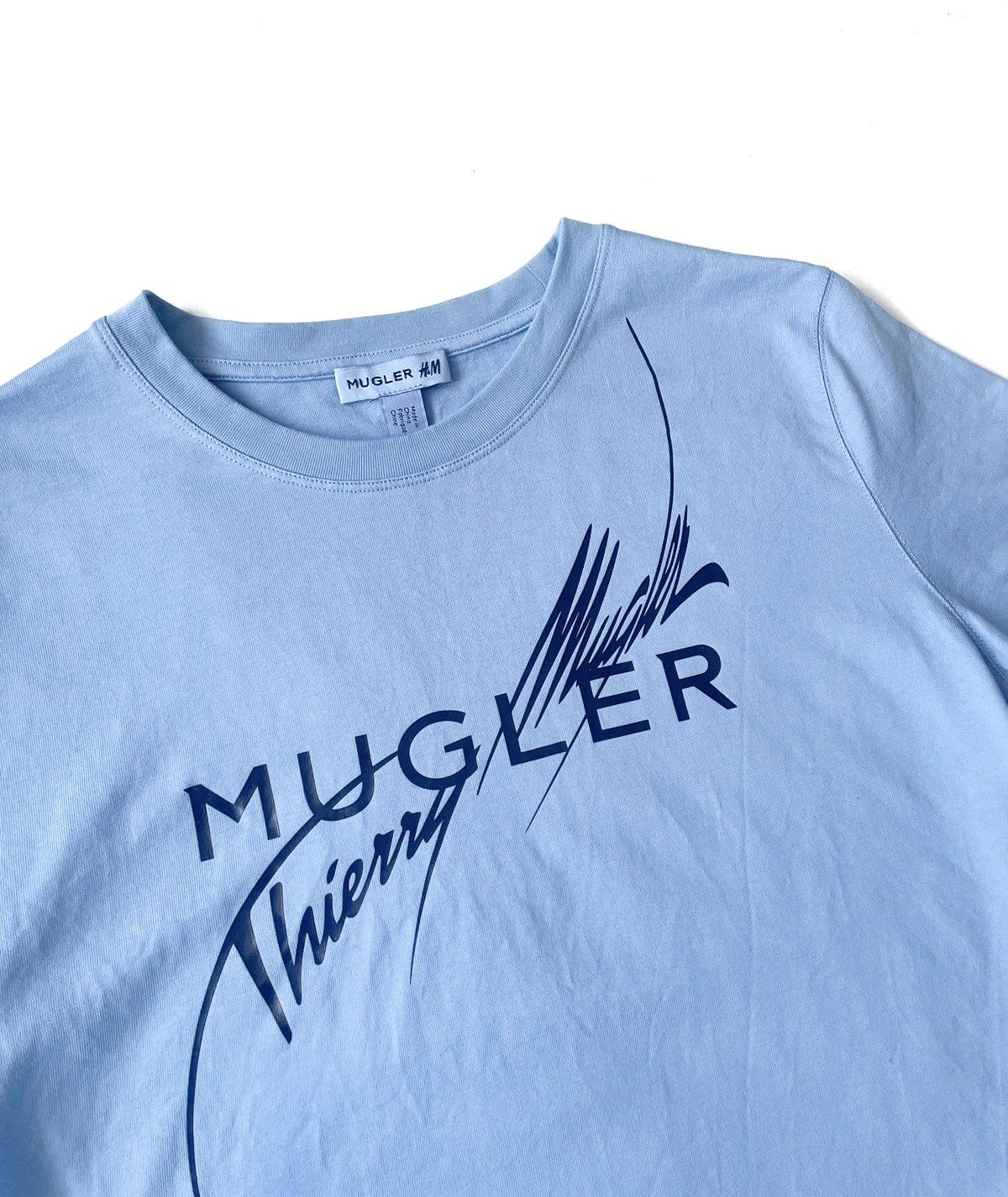 H&M × Thierry Mugler Thierry Mugler X H&M Blue Big Logo Women T-Shirt 100% Cotton Size L / US 10 / IT 46 - 2 Thumbnail