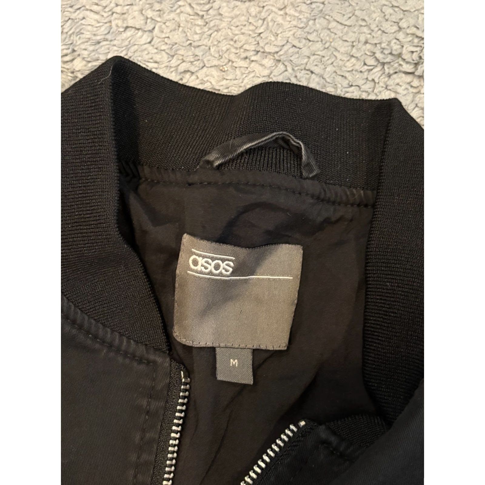 Asos ASOS Oversized Bomber Jacket Womens Medium Black Full Zip Casual Size M / US 6-8 / IT 42-44 - 2 Thumbnail