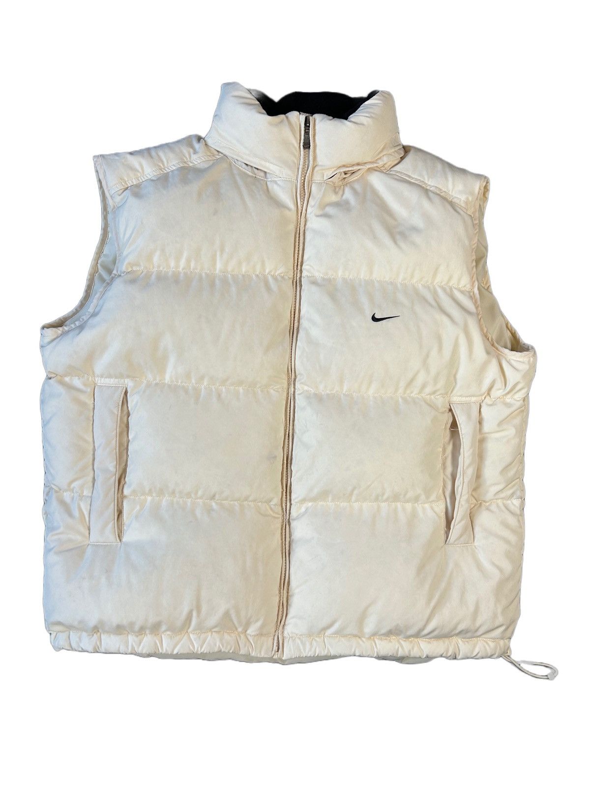 image of Nike Vintage White Puffer Vest Small Swoosh 2000S, Men's (Size XL)