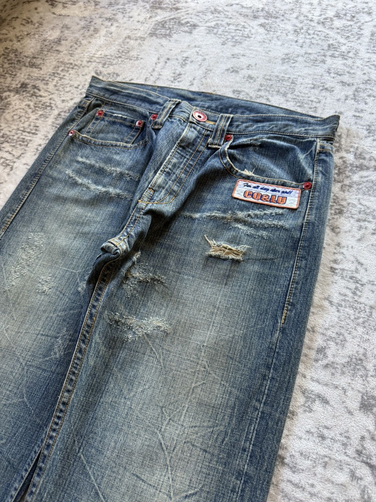 Japanese Brand Co&Lu Japan Daicock Evisu Style Redline Baggy Loose Jeans Size US 32 / EU 48 - 14 Thumbnail