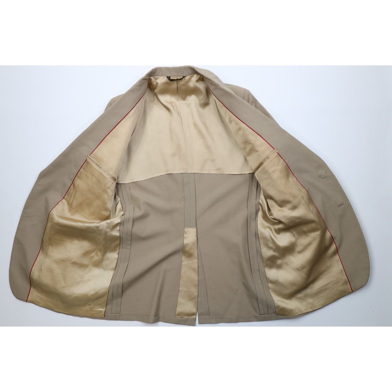 Vintage Vintage 70s Streetwear 2 Piece Wool Suit Wedding Beige Size 42L - 6 Thumbnail