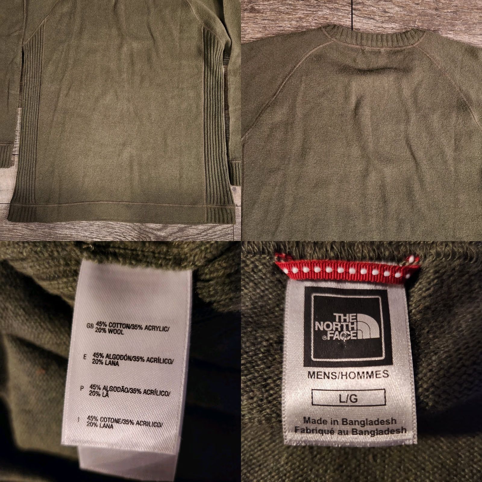 The North Face The North Face Sweater Mens Large Olive Green Wool Blend Crewneck Raglan Logo Size US L / EU 52-54 / 3 - 8 Thumbnail