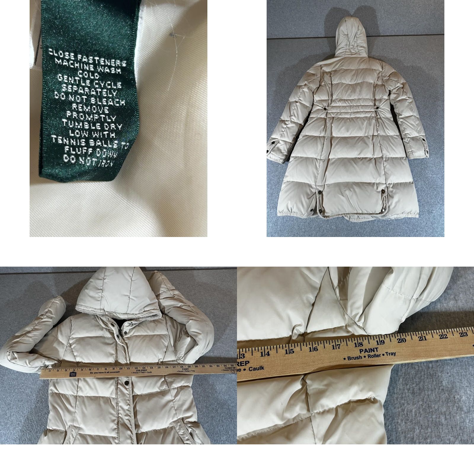 Ralph Lauren Lauren Ralph Womens Medium Down Puffer Long Coat Beige Size M / US 6-8 / IT 42-44 - 8 Thumbnail