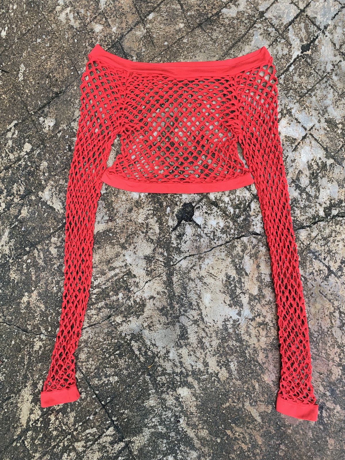 14th Addiction × Beauty Beast × If Six Was Nine Red Net Outer Crop Sweater Size S / US 4 / IT 40 - 1 Thumbnail