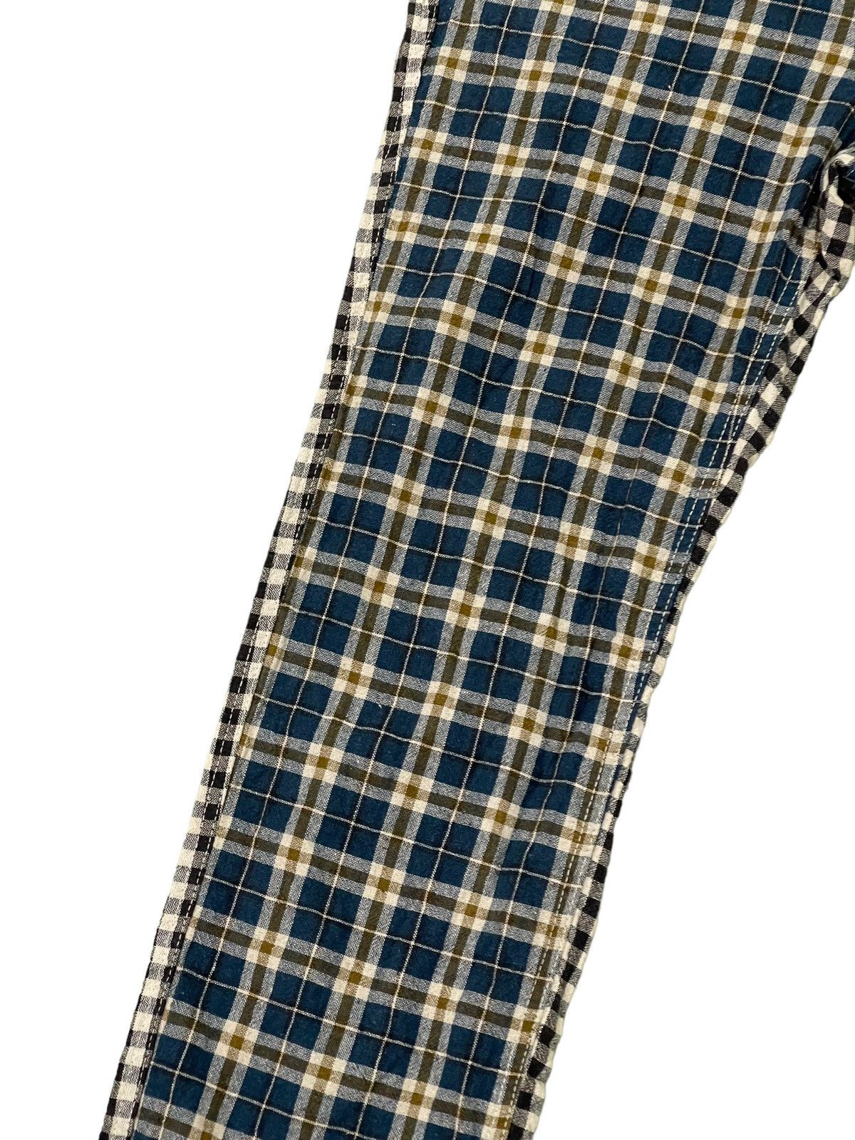 Japanese Brand Linen Check Pant Cube Sugar Straight 7🟦0 Size US 31 - 10 Thumbnail