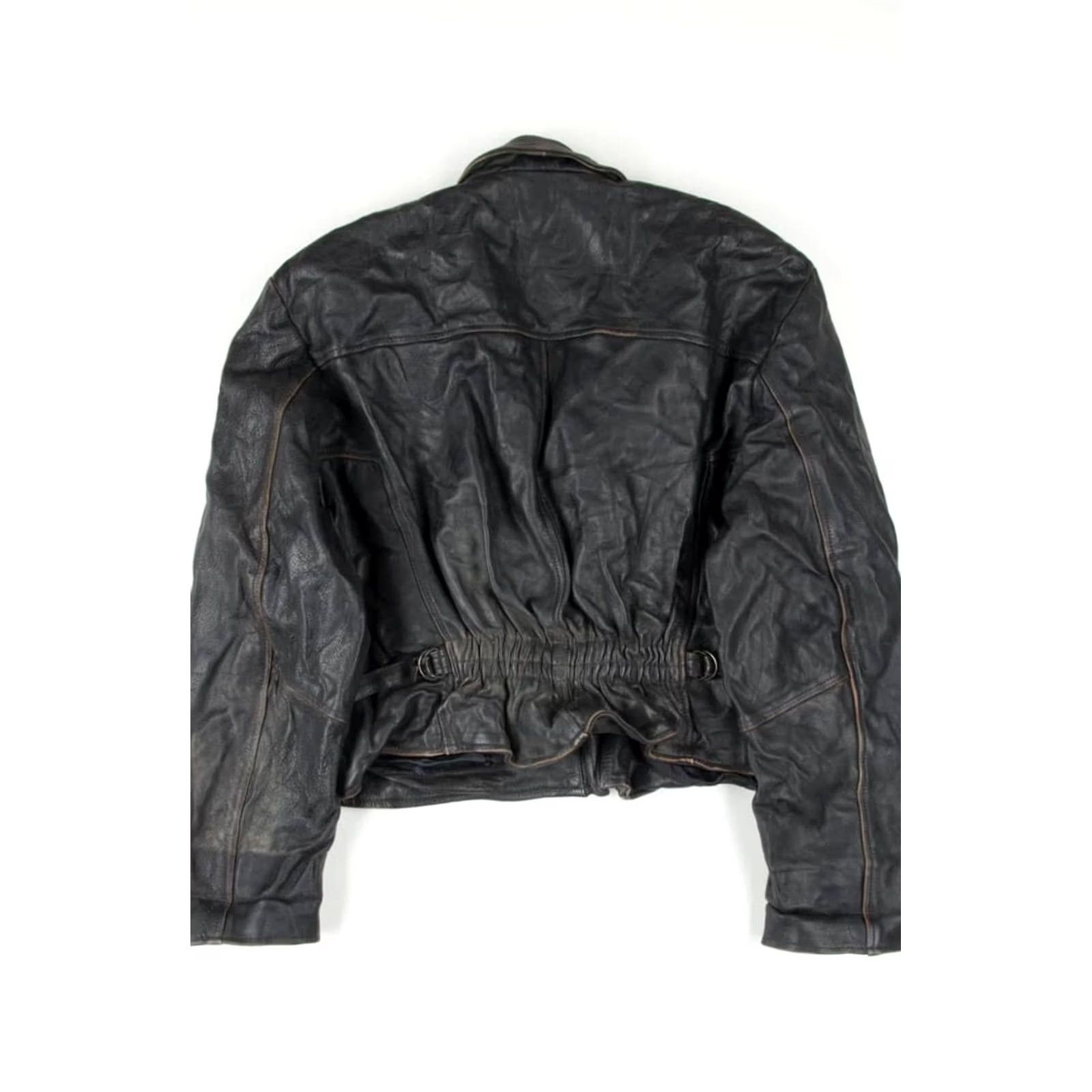 X-LARGE VINTAGE Black Leather Motorcycle Jacket XX-Large Biker Classic Mens Size US XXL / EU 58 / 5 - 3 Thumbnail