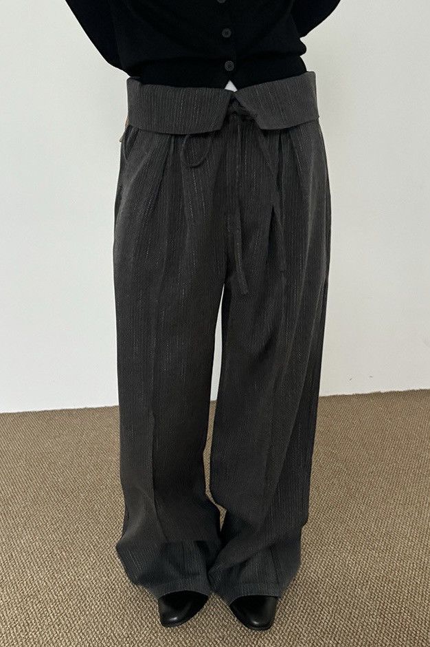 Japanese Brand × Vintage Cleanfit retro folded flap waist pinstriped pleated pants Size US 34 / EU 50 - 3 Thumbnail
