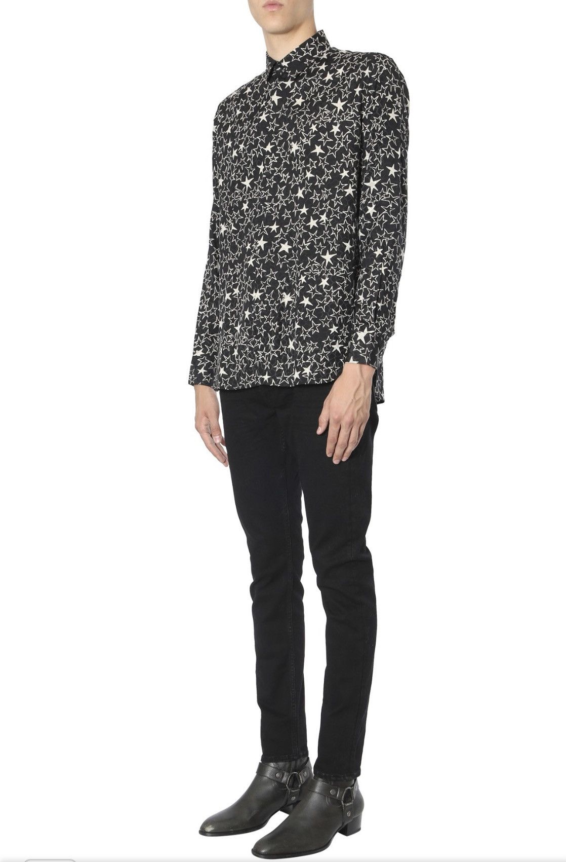 Saint Laurent Paris star print silk shirt collar size 42 Size US L / EU 52-54 / 3 - 1 Thumbnail