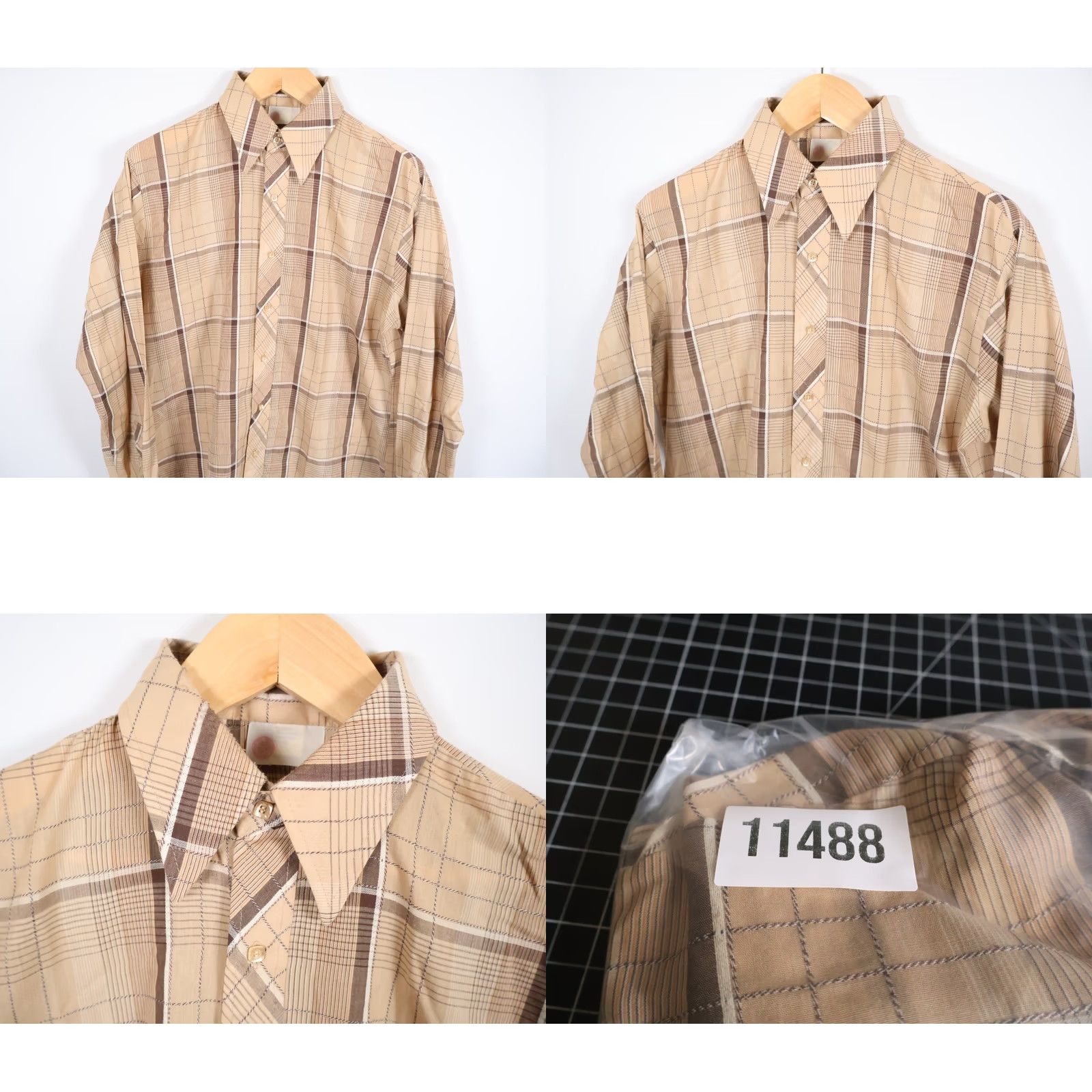 Sears VINTAGE Sears Kings Road Shirt Mens XL Beige Check Long Sleeve Button-Up 80s Retro Modern Casual Workwear Cotton Blend Polyester Blend Size US XL / EU 56 / 4 - 9 Thumbnail