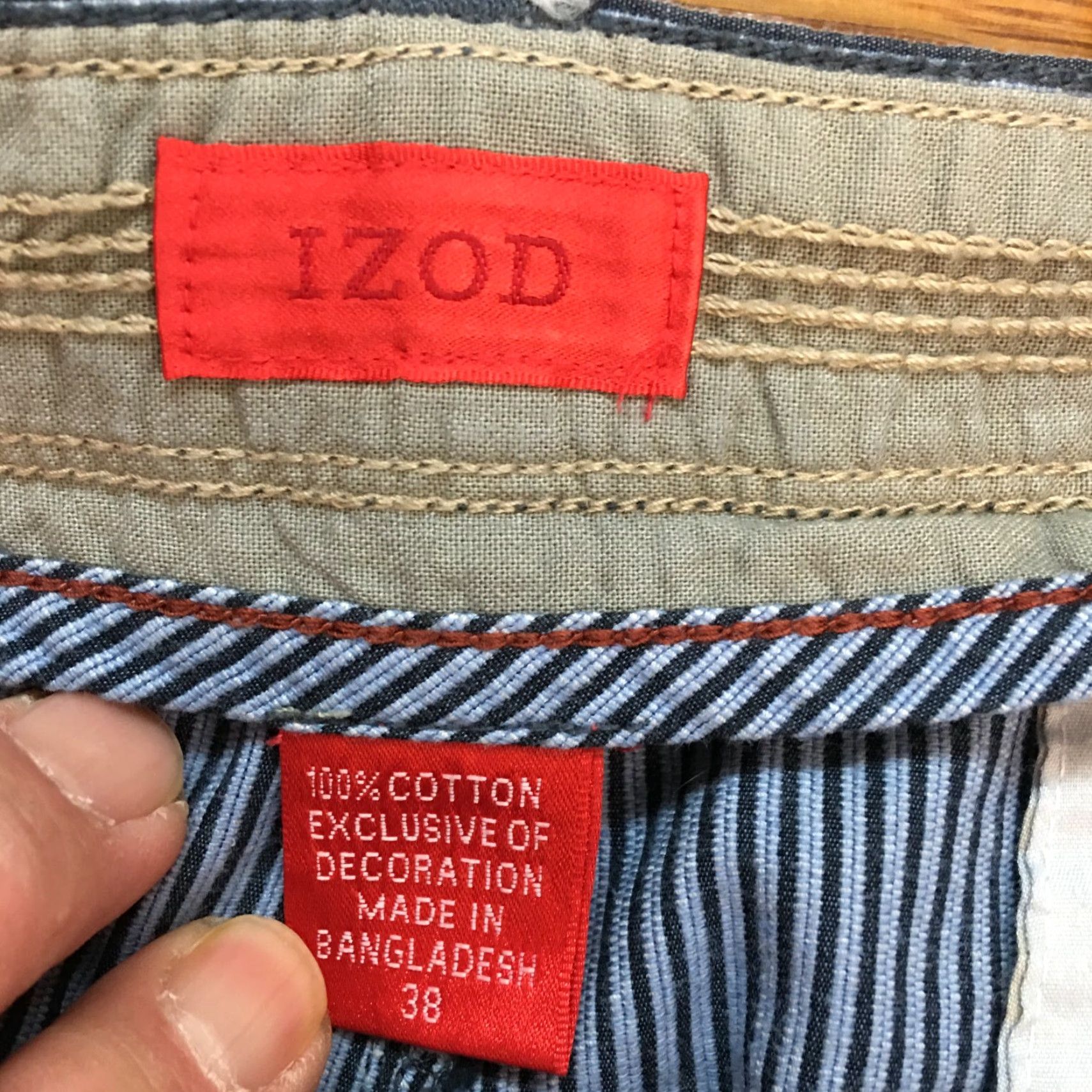 Izod Izod Mens Casual Flat Front High Rise Striped Blue Cargo Shorts Size 38 Size US 40 / EU 56 - 4 Thumbnail