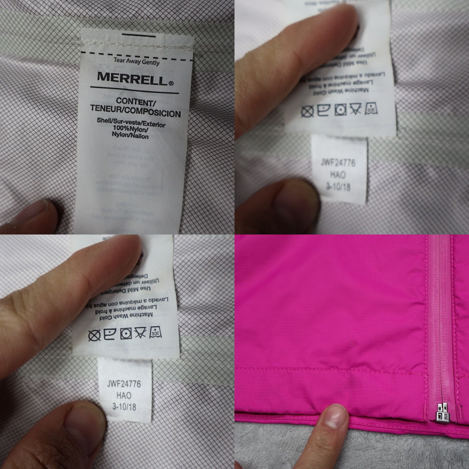 Merrell Merrell Jacket Womens Medium Pink Hooded Wind Rain Full Zip Lightweight Ripstop Size M / US 6-8 / IT 42-44 - 8 Thumbnail