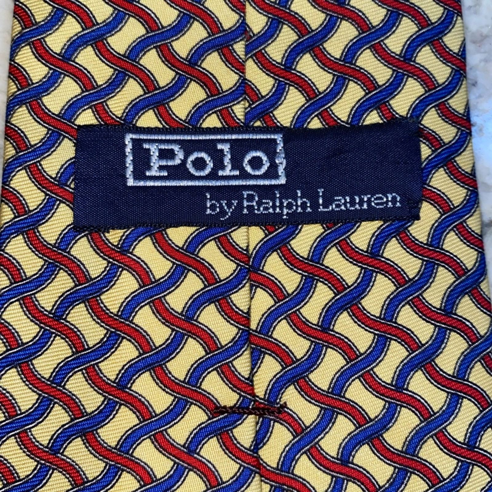 Polo Ralph Lauren POLO Ralph Lauren Yellow Blue Red Basketweave Silk Tie Size ONE SIZE - 9 Thumbnail