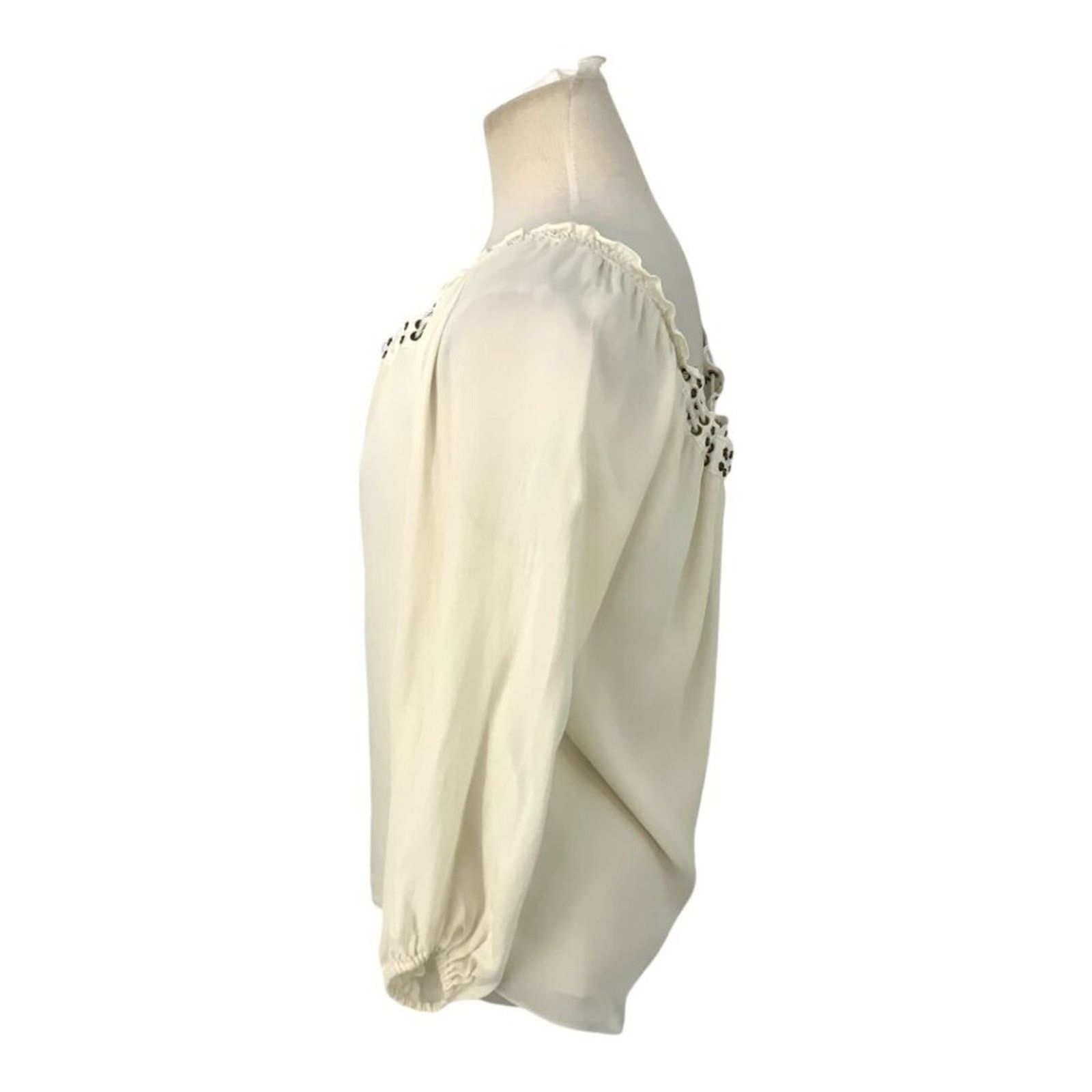 Ramy Brook Ramy Brook 100% Silk Stud & Grommet Lace Up Blouse Size XS Size XS / US 0-2 / IT 36-38 - 4 Thumbnail