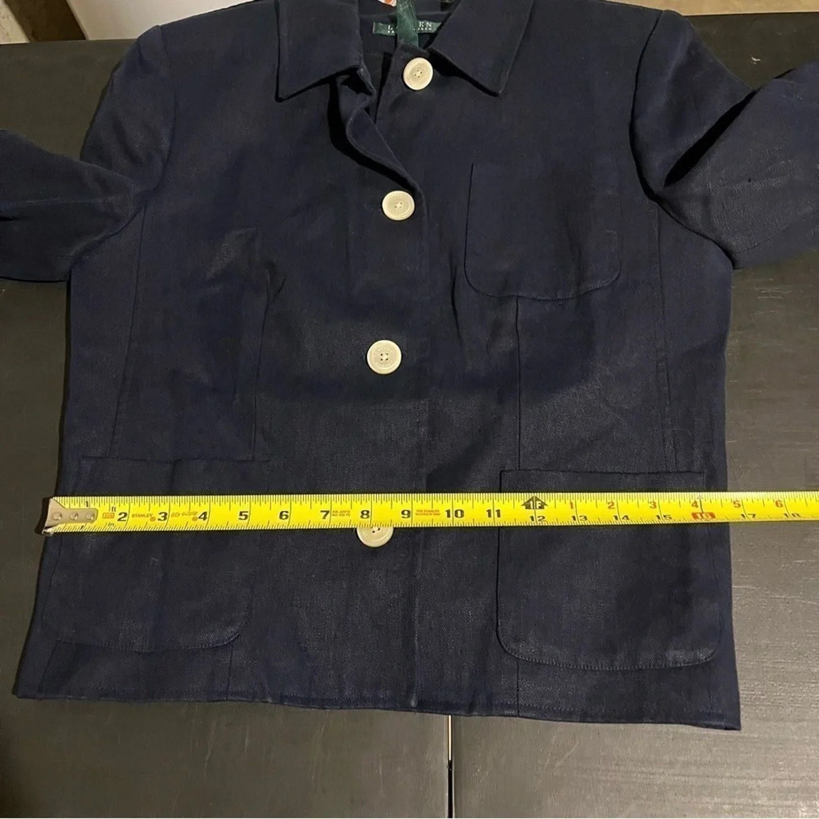 Lauren Ralph Lauren Ralph Lauren Women's Navy Blue 100% Linen Lined Blazer Sz 8 Size M / US 6-8 / IT 42-44 - 9 Thumbnail