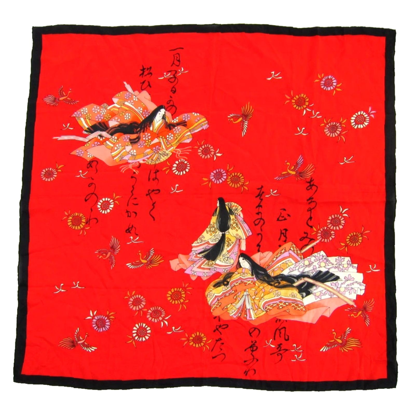 Pinko VINTAGE Made In Japan Red Silk Square Scarf Floral 100% Silk Unbranded Unisex Square Scarf 29.5" X 31" Womens Size ONE SIZE - 5 Thumbnail