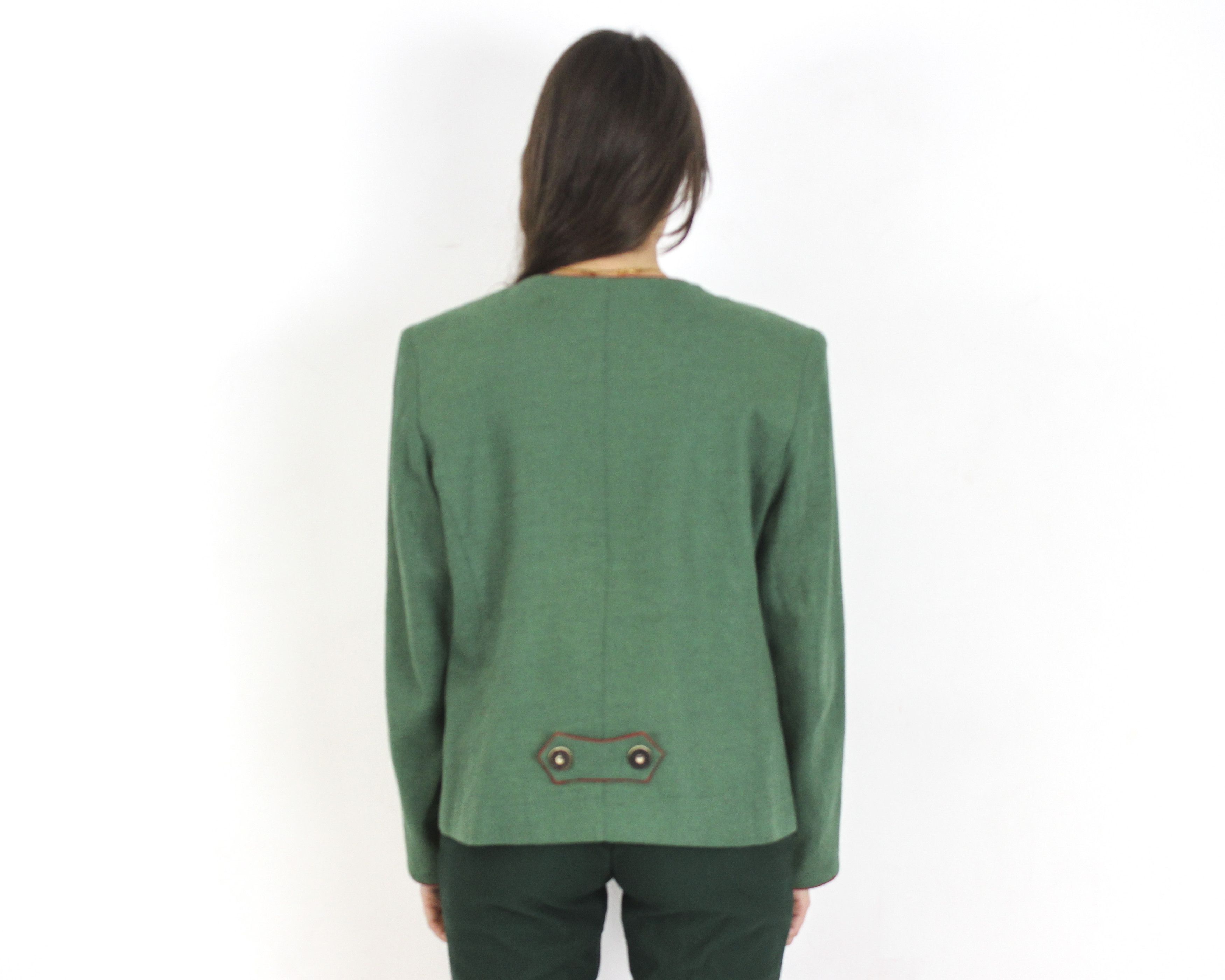 Vintage Your Sixth Sense Linen Trachten Women L Coat Blazer Jumper Size L / US 10 / IT 46 - 4 Thumbnail