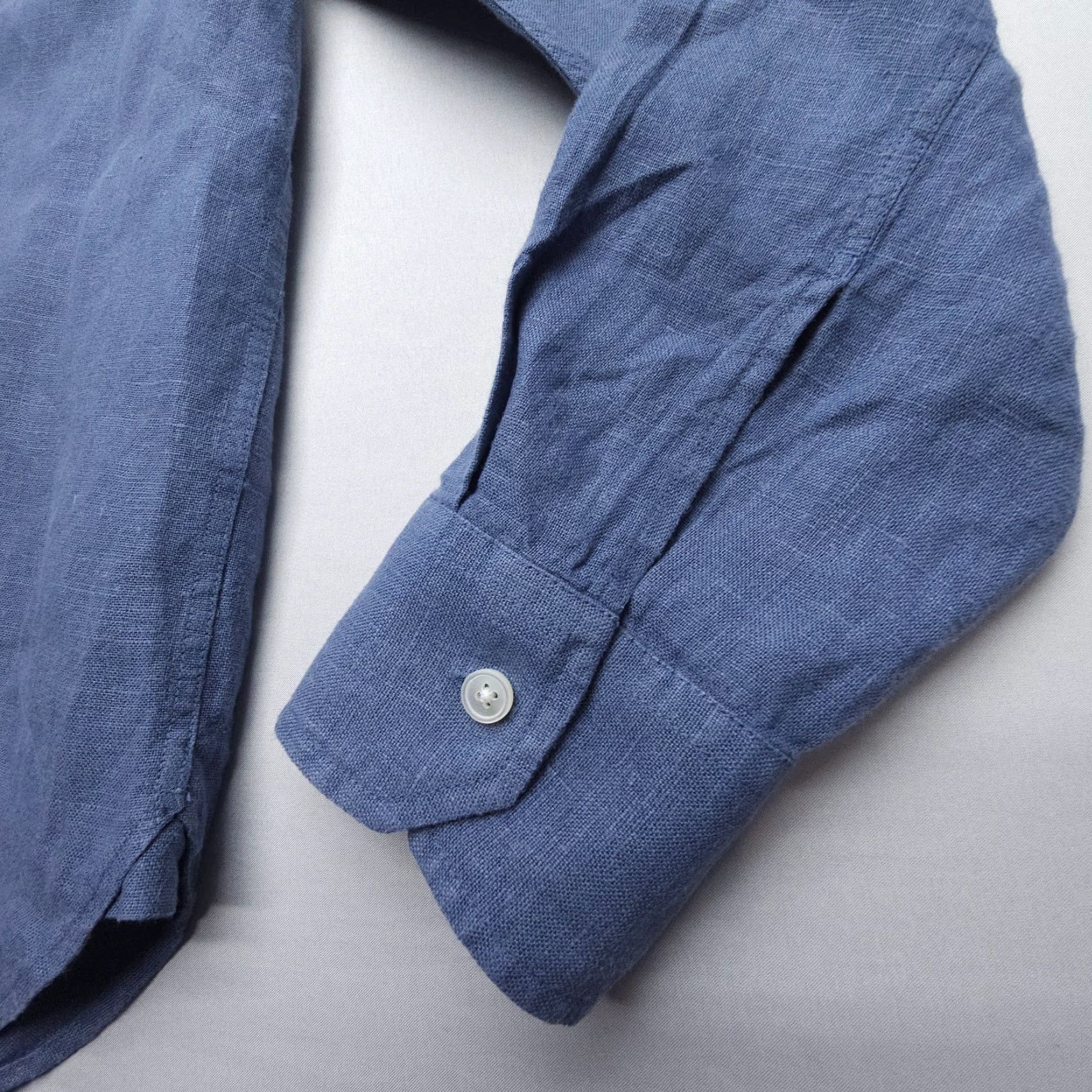 Vintage Mr. Porter Shirt Mens Medium Blue Linen Button-Up Long Sleeve Size US M / EU 48-50 / 2 - 3 Thumbnail