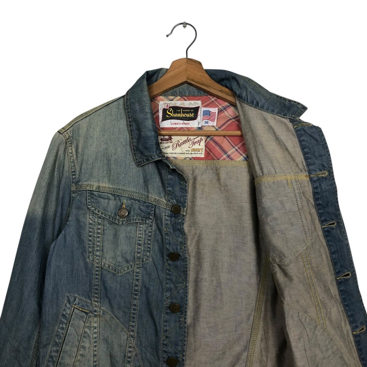 Vintage 🔥VINTAGE TRUCKER DENIM BIKER JACKET SHANHOUSE USA Size US M / EU 48-50 / 2 - 14 Thumbnail
