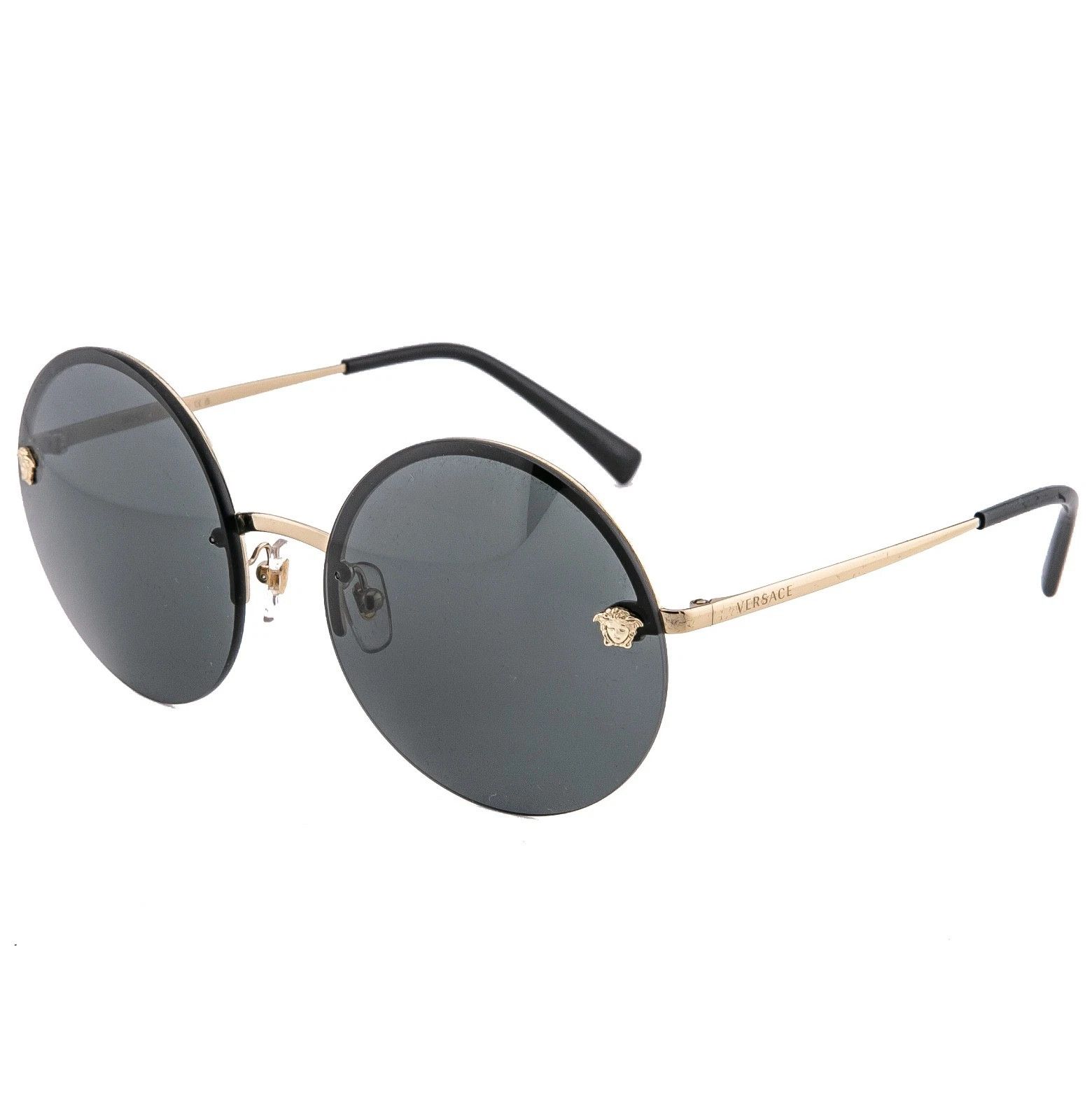 Versace VERSACE VE2176 GLAM Stud Medusa 2176 Black Round Sunglasses Size ONE SIZE - 5 Thumbnail