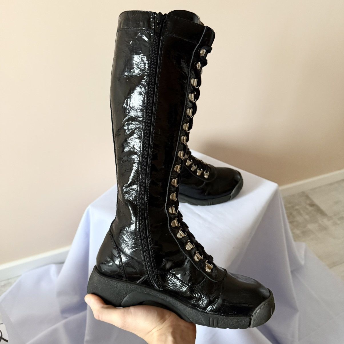 Hysteric Glamour Vintage Y2K Bumper Boxing Racing Zip Lace Up Boots Size US 7 / IT 37 - 7 Thumbnail