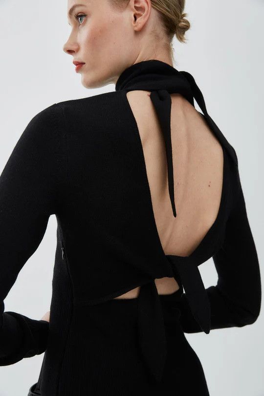Givenchy o1w1db10326 Open Back Ties Dress in Black Size S / US 4 / IT 40 - 5 Thumbnail