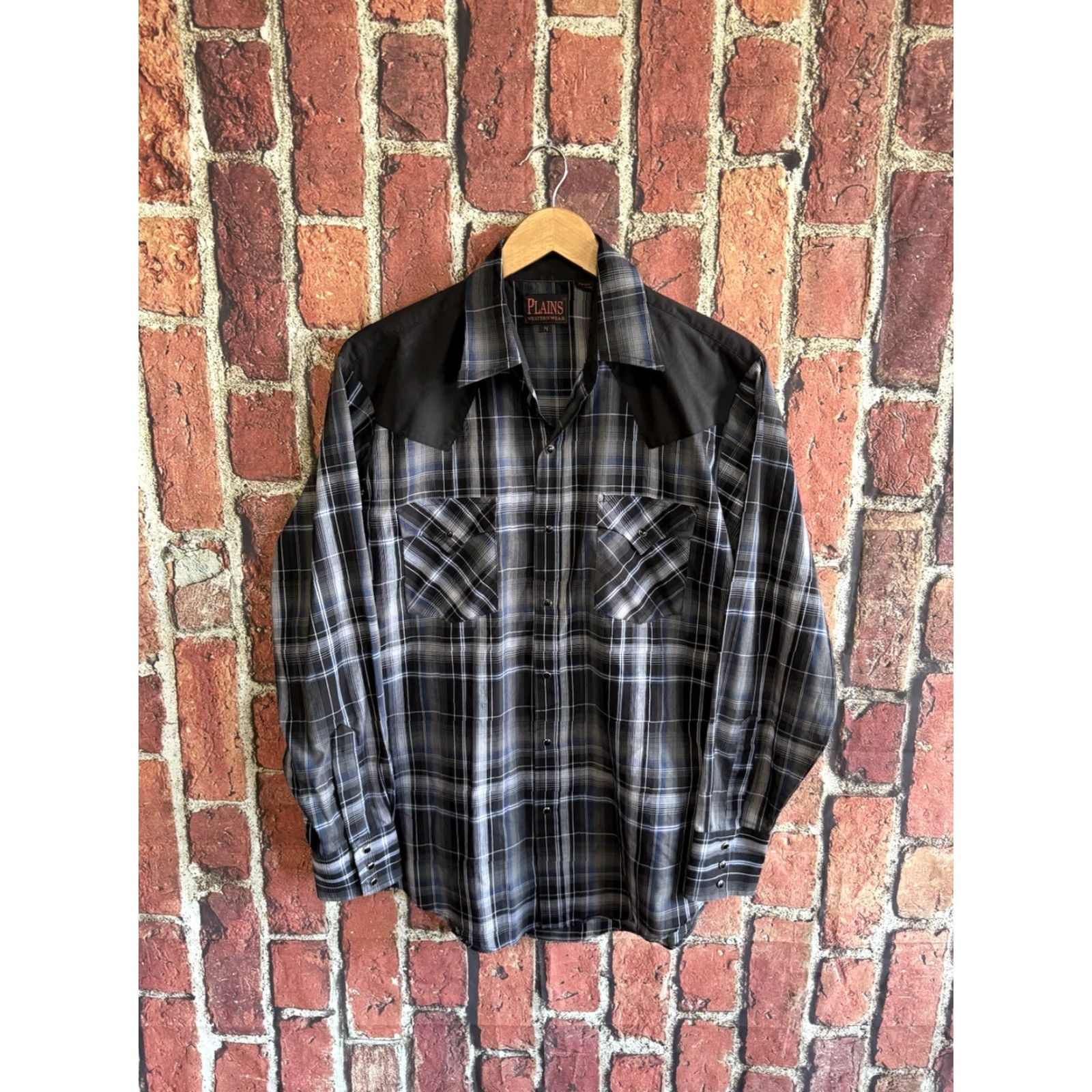Vintage Plains Western Wear Mens Black Plaid Long Sleeve Pear Snap Shirt Size Medium Size US M / EU 48-50 / 2 - 2 Thumbnail