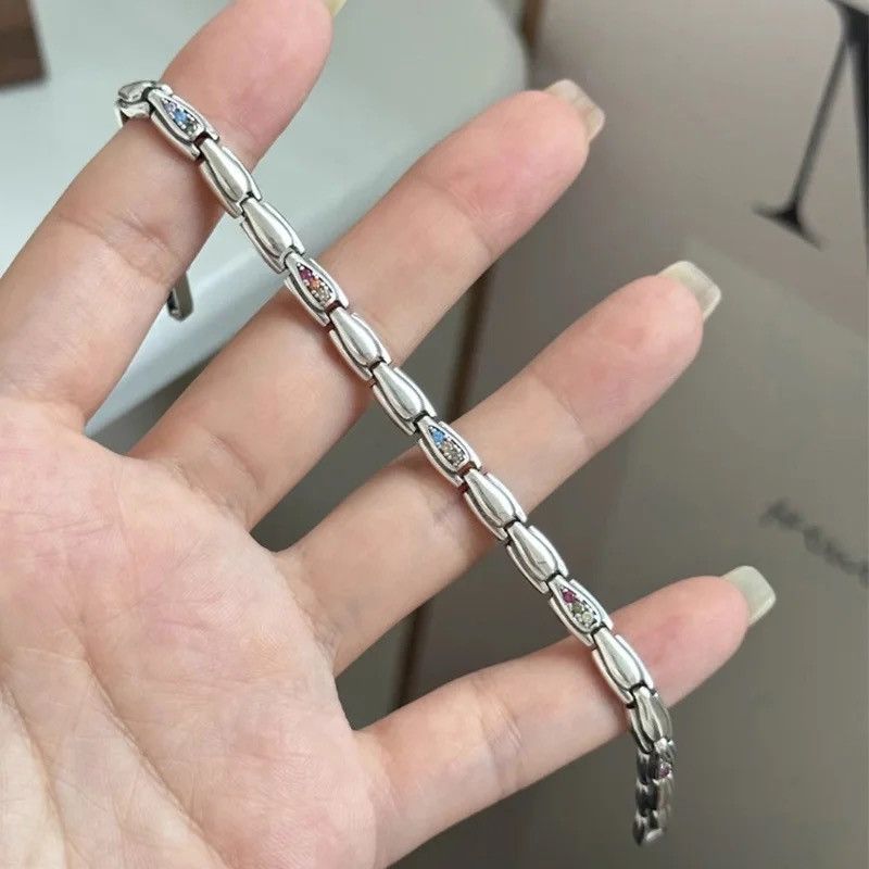 Jewelry Multicolor Zircon Snake Chain Splicing Bracelet Size ONE SIZE - 1 Thumbnail