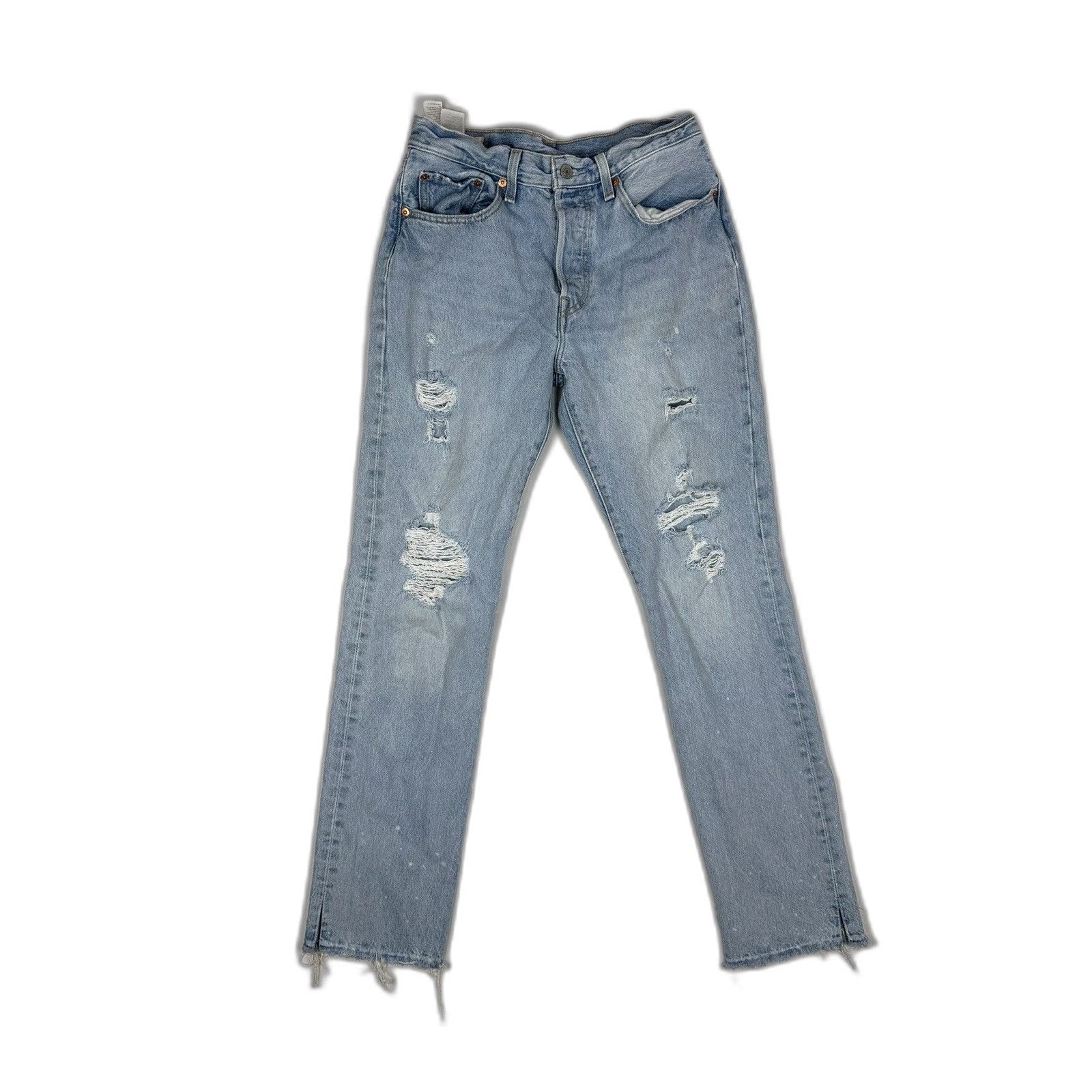 Levi's Levis 501 Big E Distressed Womens Jeans Button Fly Cotton Li Size US 27 - 4 Thumbnail