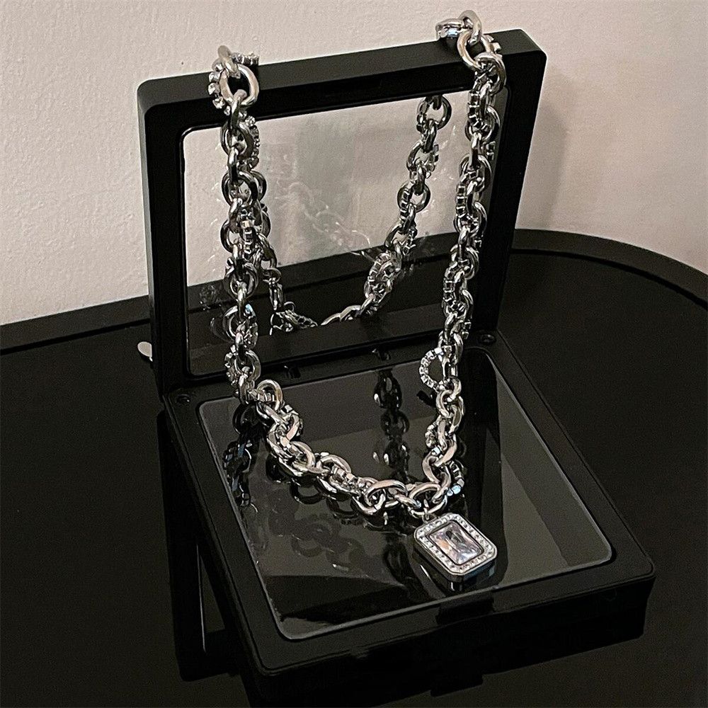 Jewelry Hip Hop Square Zircon Necklace Size ONE SIZE - 3 Thumbnail