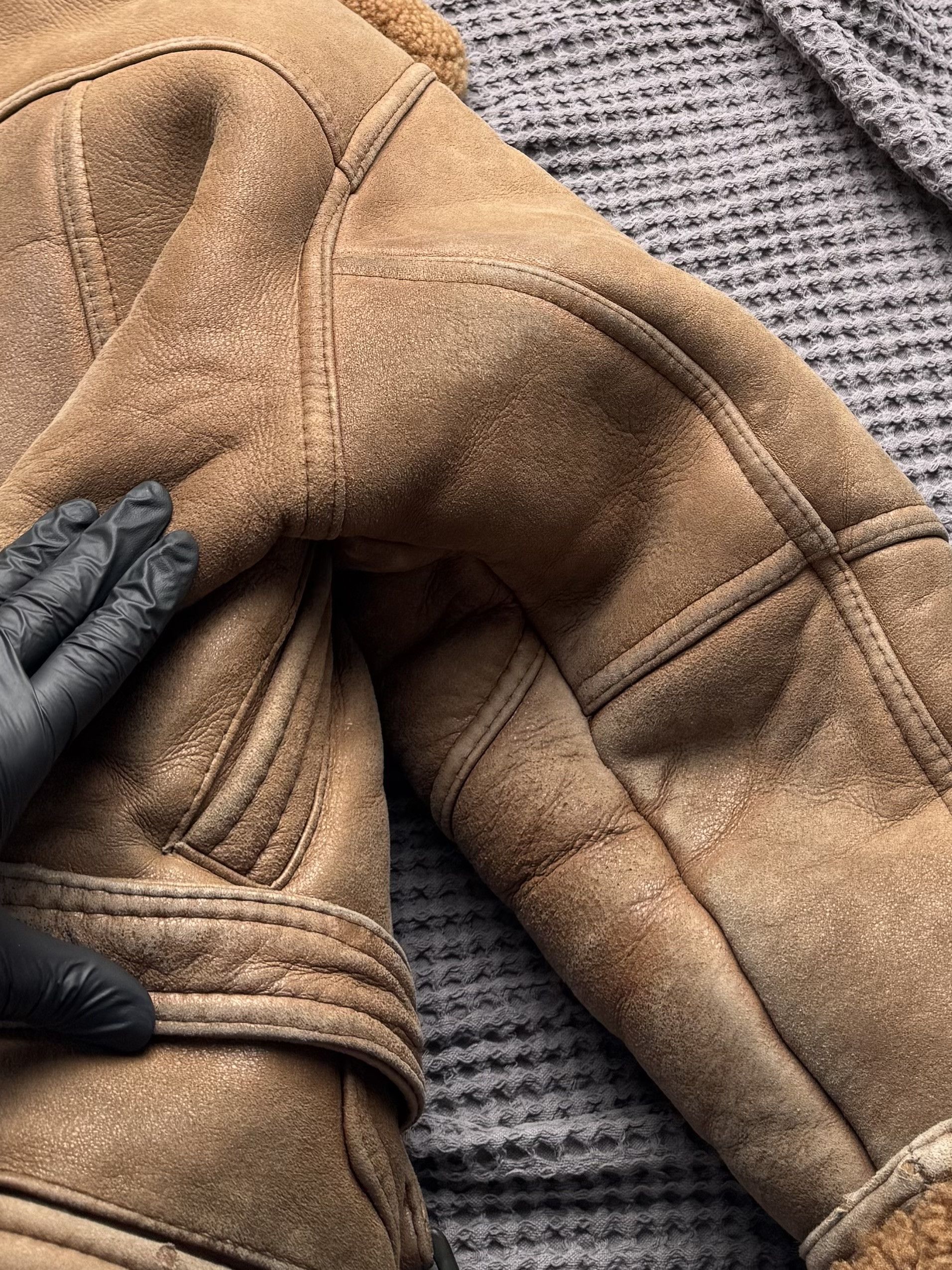 Vintage Vintage Real Shearling Sheepskin Aviator Coat Belted Jacket Size L / US 10 / IT 46 - 12 Thumbnail