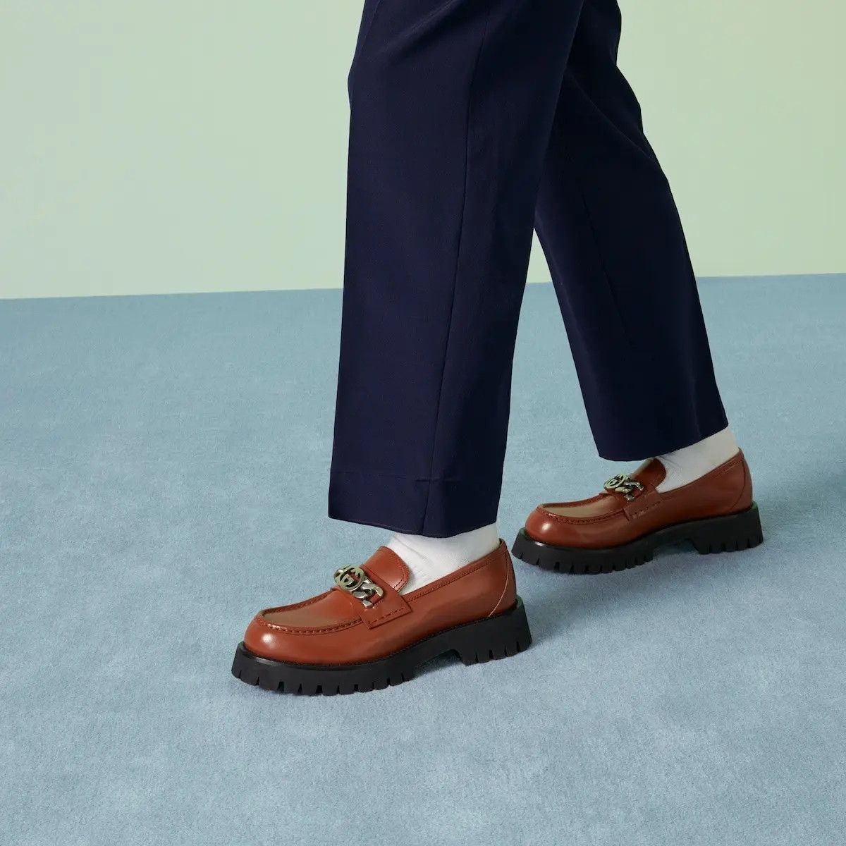 Gucci oc11z0925 Loafers with Interlocking G in Brown Size US 8 / EU 41 - 3 Thumbnail
