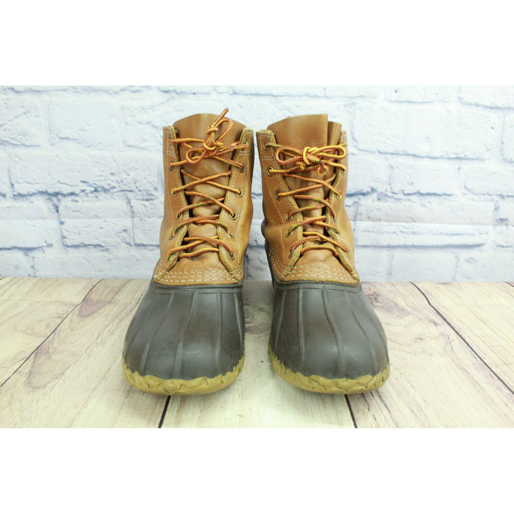 L.L. Bean × Leather LL Bean Women's Leather Lace Up Unlined Duck Boots Size US 9 / IT 39 - 4 Thumbnail
