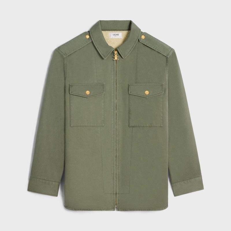 Celine o1w1db11225 2W52A650V Technical Cotton Overshirt in Green Size M / US 6-8 / IT 42-44 - 1 Thumbnail