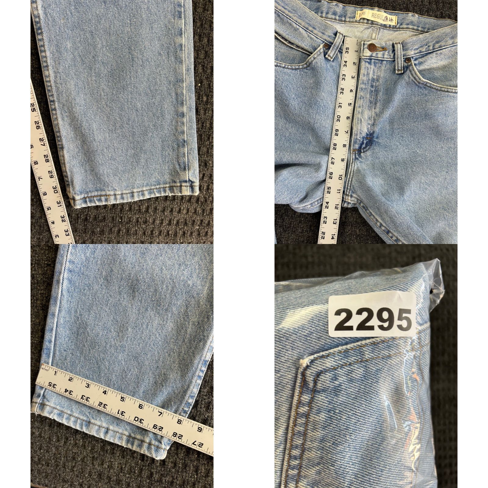 Lee VINTAGE Lee Jeans Mens 34 x 32 Denim Distressed Light Blue Wash Grunge 90s Retro Hipster City Cowboy Straight 5-Pocket Design Mens Size US 34 / EU 50 - 8 Thumbnail