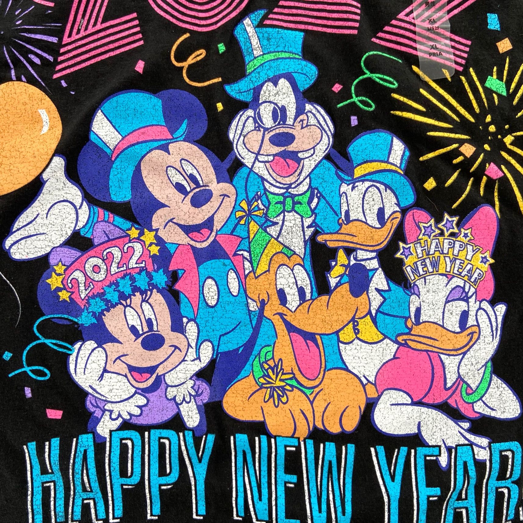 Disney VINTAGE Disney T-Shirt Adult XL Black Mickey Mouse Happy New Year 2022 Cartoon Unisex Size US XL / EU 56 / 4 - 3 Thumbnail