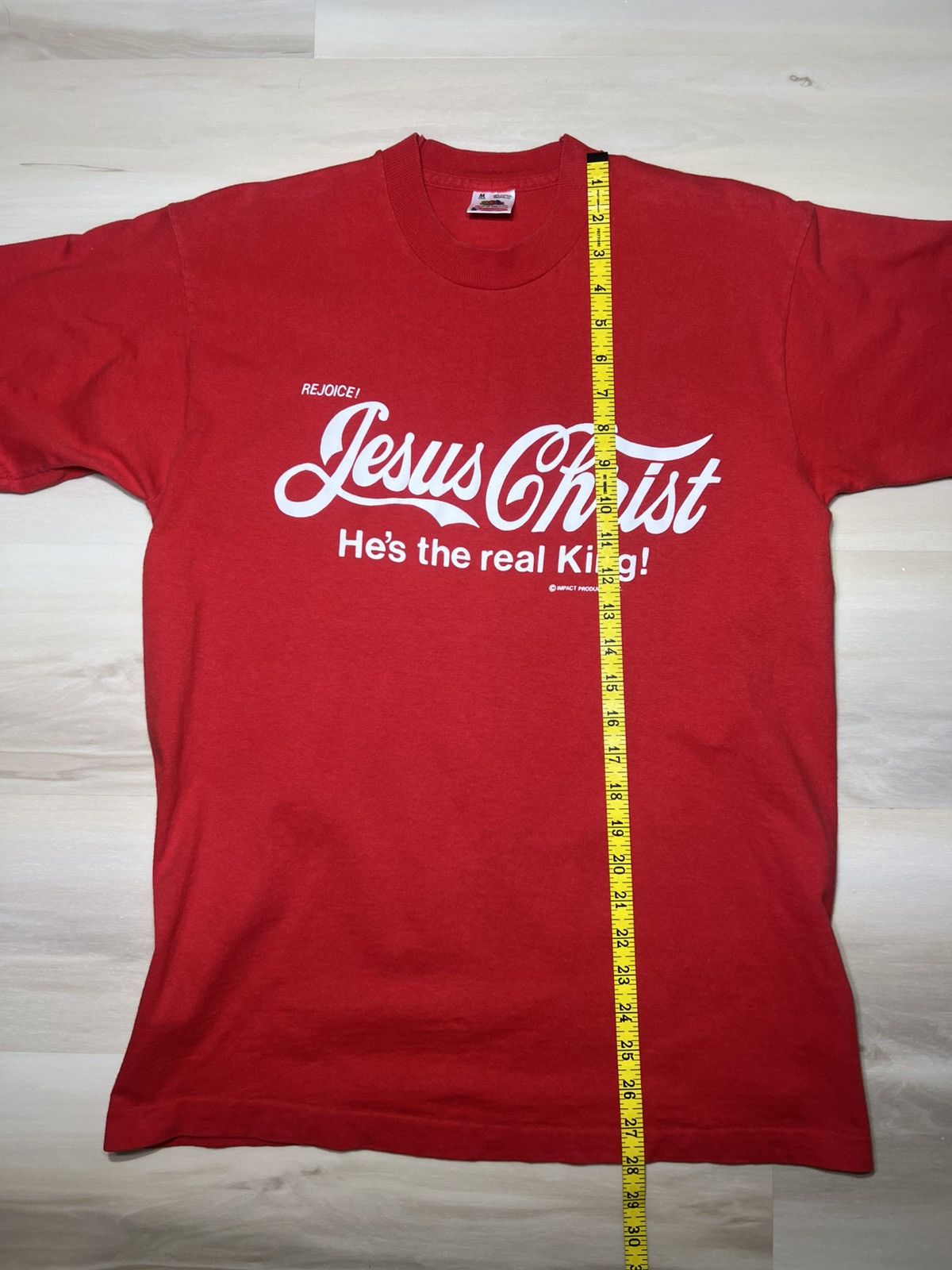 Fruit Of The Loom Jesus Christ Coke Parody Shirt Sz Medium Red Single Stitch Size US M / EU 48-50 / 2 - 6 Thumbnail