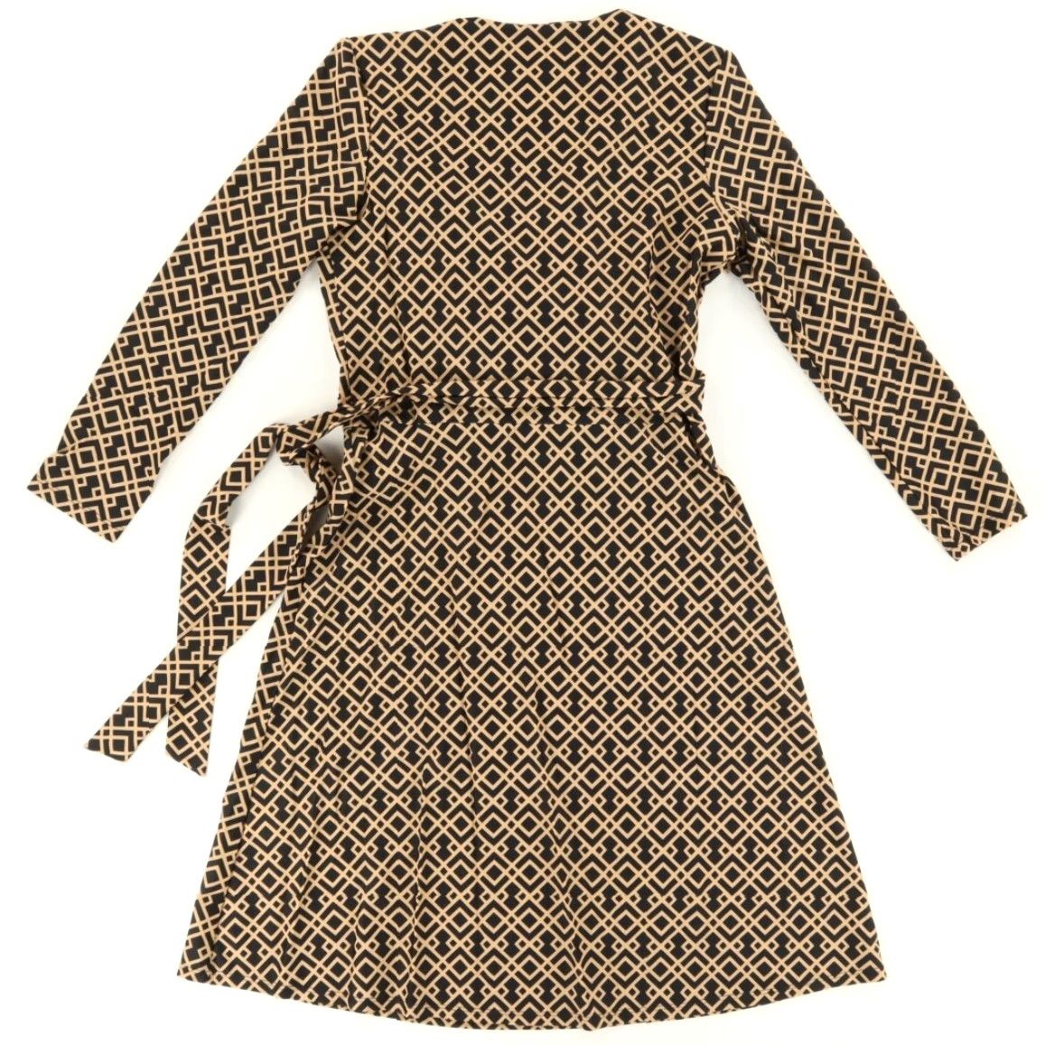 Farah Jude Connally Farrah Faux Wrap Geometric Long Sleeve Dress Black Women's S Size S / US 4 / IT 40 - 4 Thumbnail