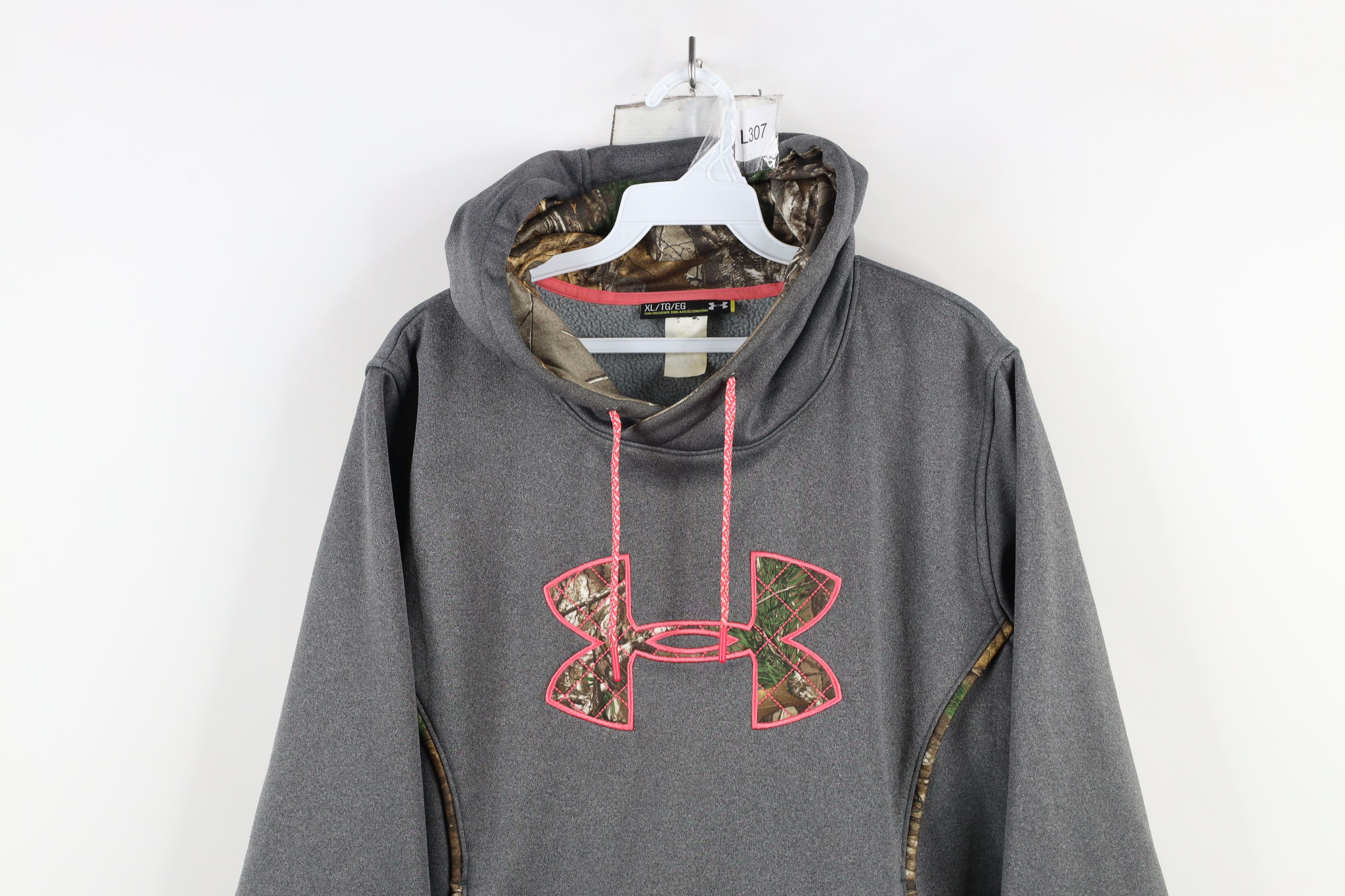 Under Armour × Vintage Under Armour Big Logo Camouflage Hoodie Sweatshirt Gray Size XL / US 12-14 / IT 48-50 - 2 Thumbnail